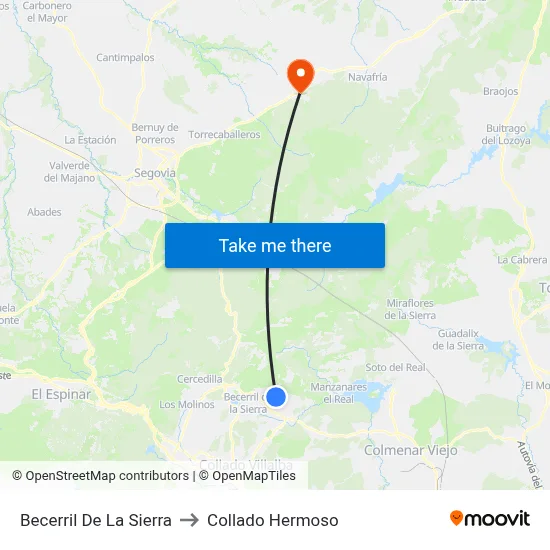 Becerril De La Sierra to Collado Hermoso map