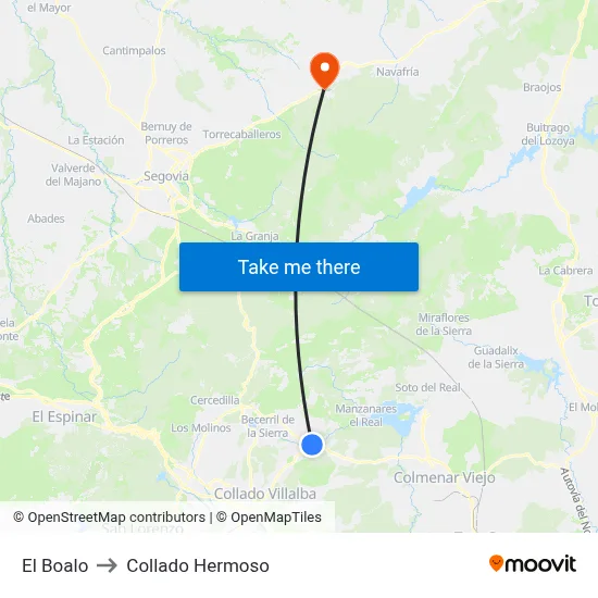 El Boalo to Collado Hermoso map