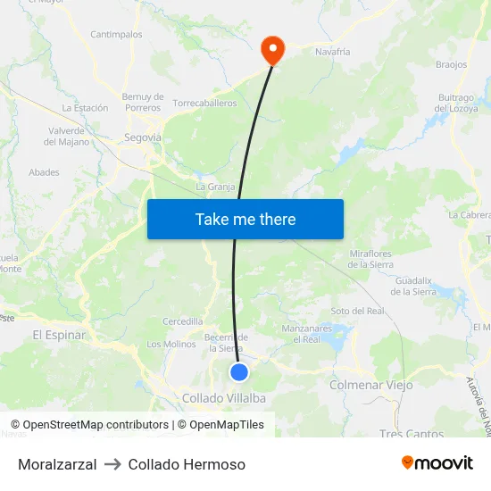 Moralzarzal to Collado Hermoso map