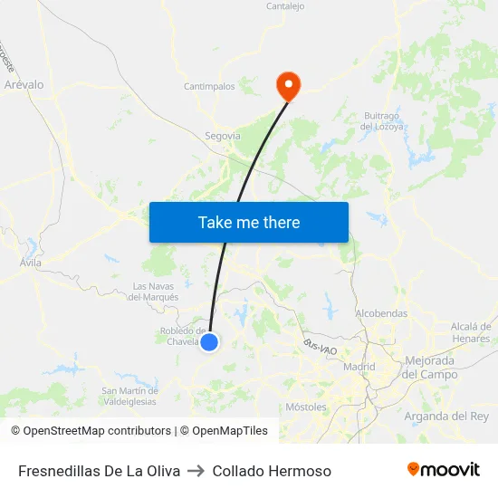 Fresnedillas De La Oliva to Collado Hermoso map