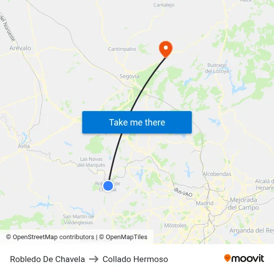 Robledo De Chavela to Collado Hermoso map