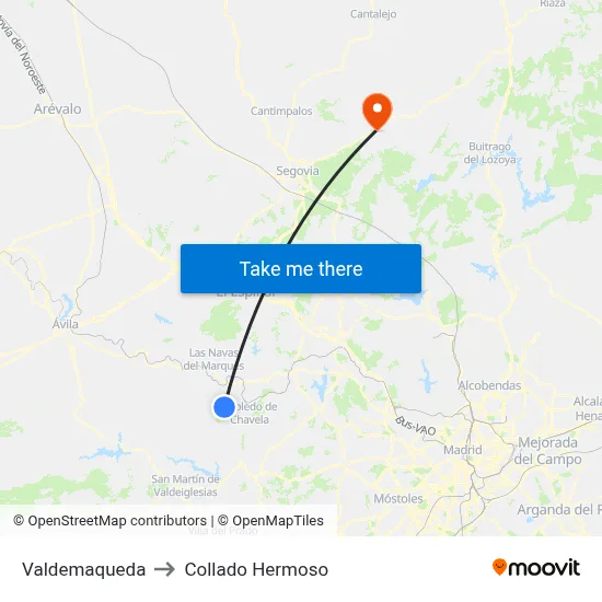 Valdemaqueda to Collado Hermoso map