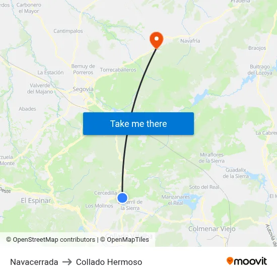 Navacerrada to Collado Hermoso map