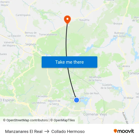 Manzanares El Real to Collado Hermoso map