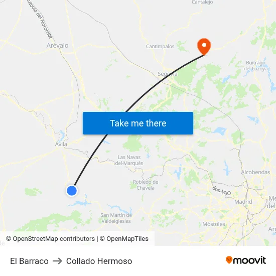 El Barraco to Collado Hermoso map