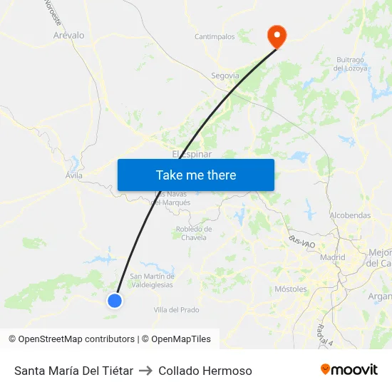 Santa María Del Tiétar to Collado Hermoso map