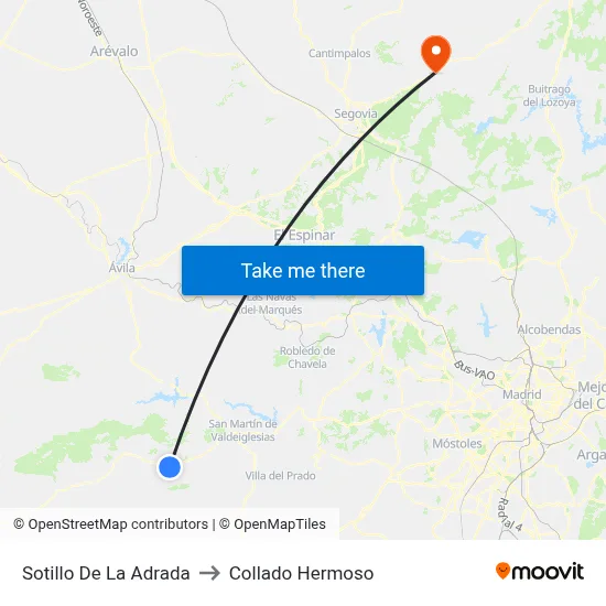 Sotillo De La Adrada to Collado Hermoso map