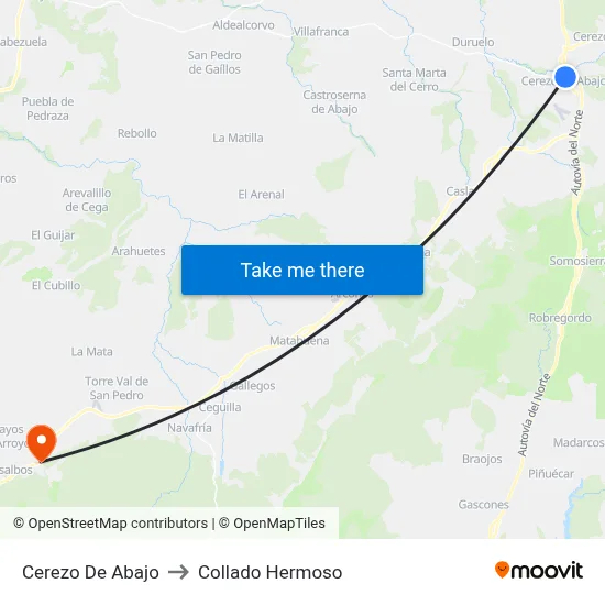 Cerezo De Abajo to Collado Hermoso map