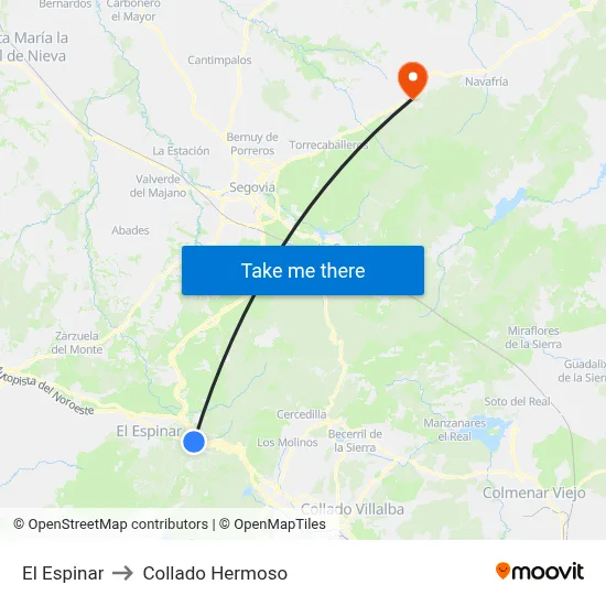 El Espinar to Collado Hermoso map