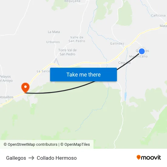 Gallegos to Collado Hermoso map