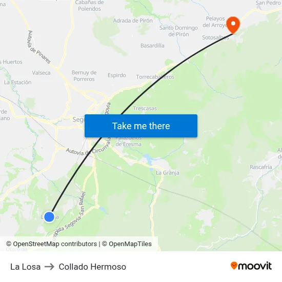 La Losa to Collado Hermoso map
