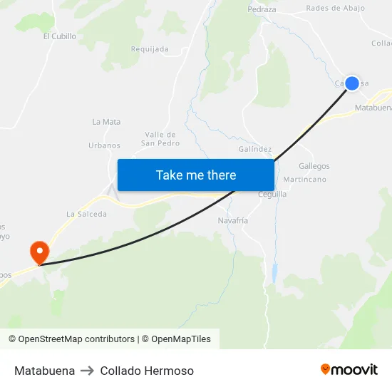 Matabuena to Collado Hermoso map
