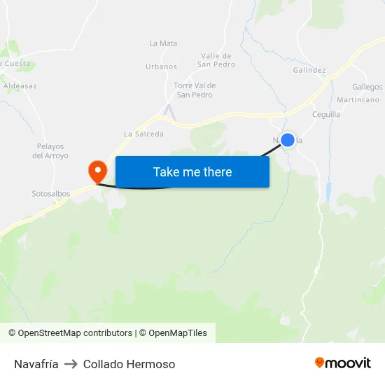 Navafría to Collado Hermoso map