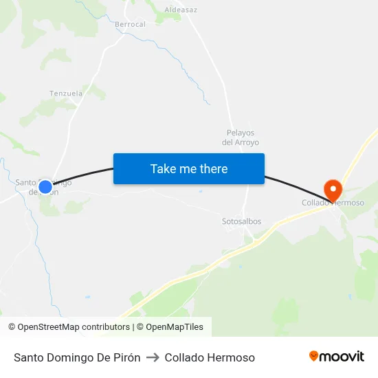Santo Domingo De Pirón to Collado Hermoso map