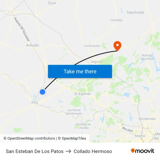 San Esteban De Los Patos to Collado Hermoso map