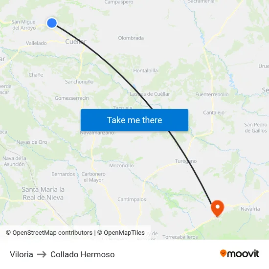 Viloria to Collado Hermoso map