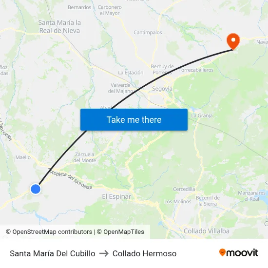 Santa María Del Cubillo to Collado Hermoso map