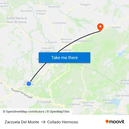 Zarzuela Del Monte to Collado Hermoso map