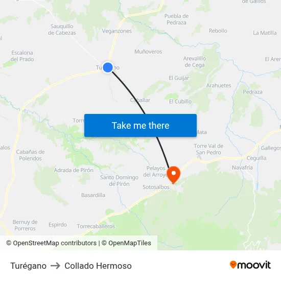 Turégano to Collado Hermoso map