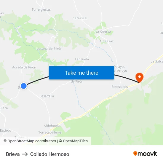 Brieva to Collado Hermoso map
