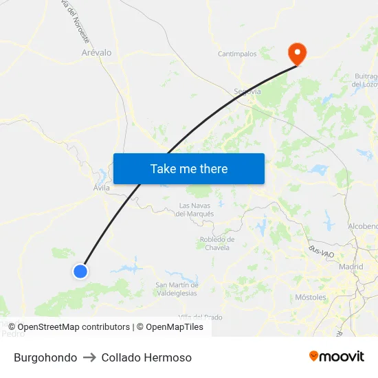 Burgohondo to Collado Hermoso map
