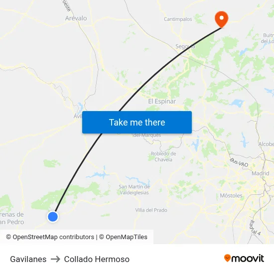 Gavilanes to Collado Hermoso map
