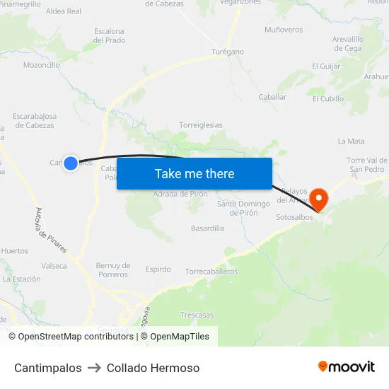 Cantimpalos to Collado Hermoso map