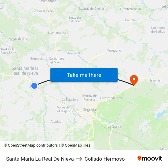 Santa María La Real De Nieva to Collado Hermoso map