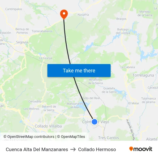 Cuenca Alta Del Manzanares to Collado Hermoso map
