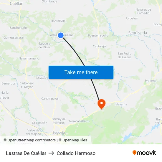 Lastras De Cuéllar to Collado Hermoso map