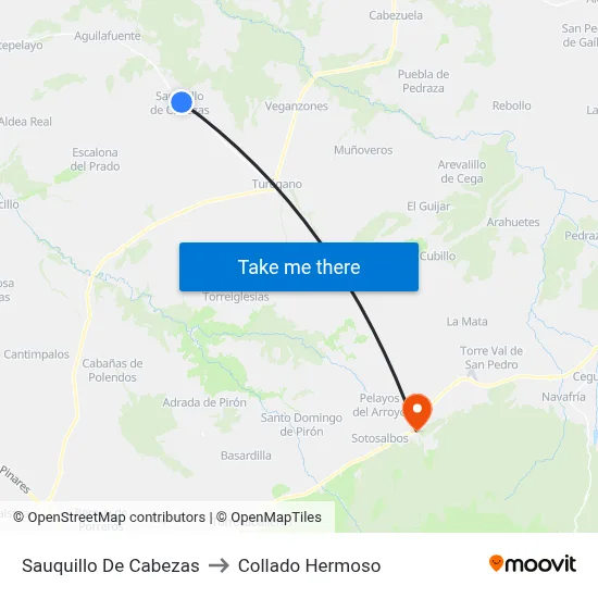 Sauquillo De Cabezas to Collado Hermoso map