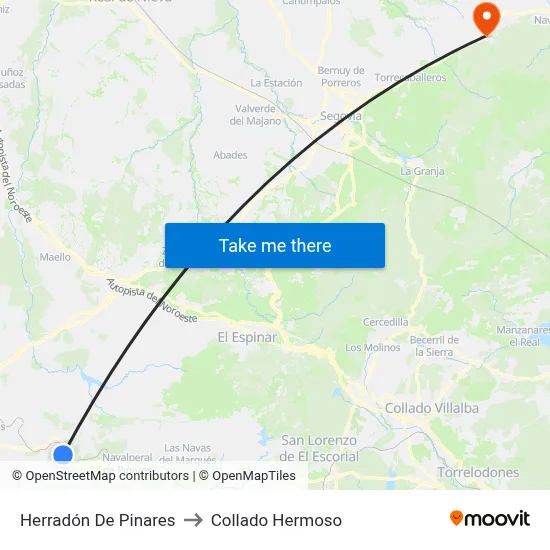 Herradón De Pinares to Collado Hermoso map