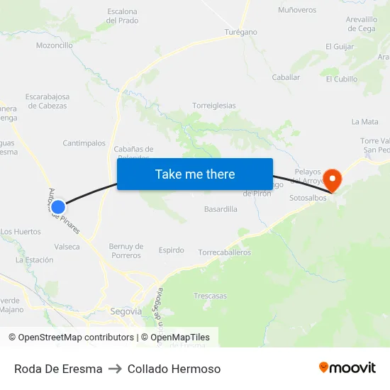 Roda De Eresma to Collado Hermoso map