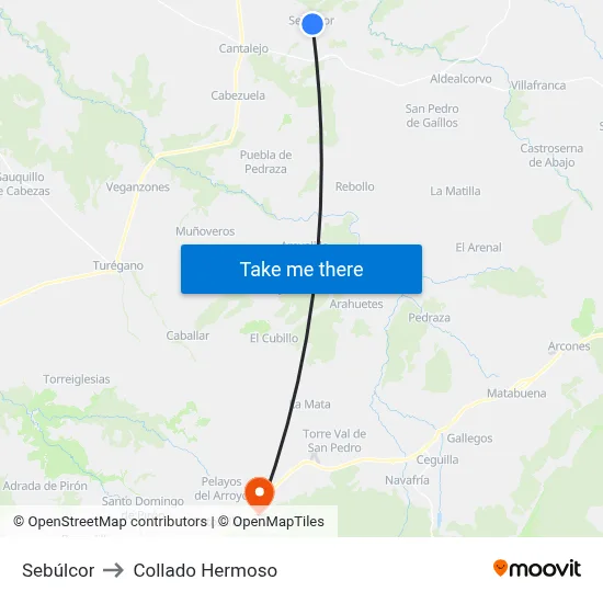 Sebúlcor to Collado Hermoso map