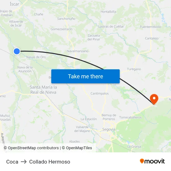 Coca to Collado Hermoso map