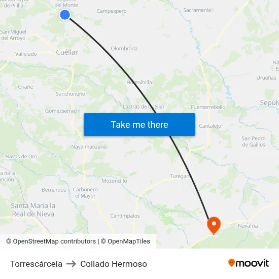 Torrescárcela to Collado Hermoso map