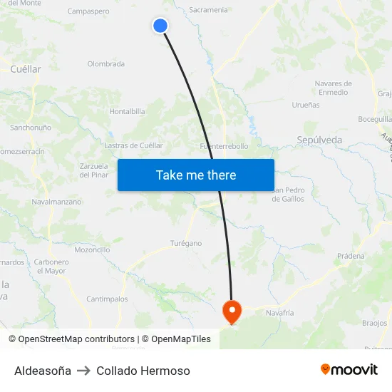 Aldeasoña to Collado Hermoso map