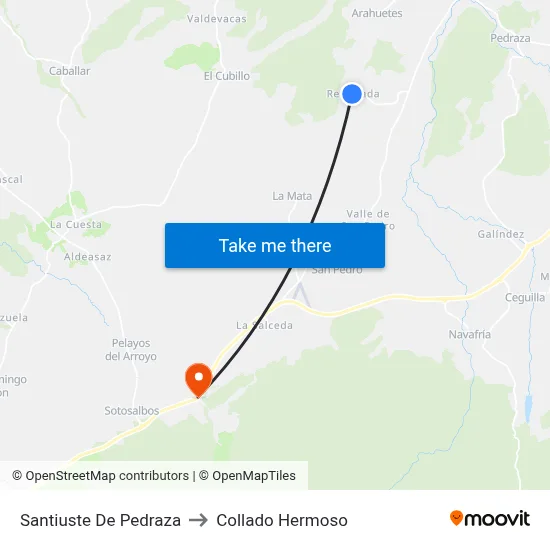 Santiuste De Pedraza to Collado Hermoso map