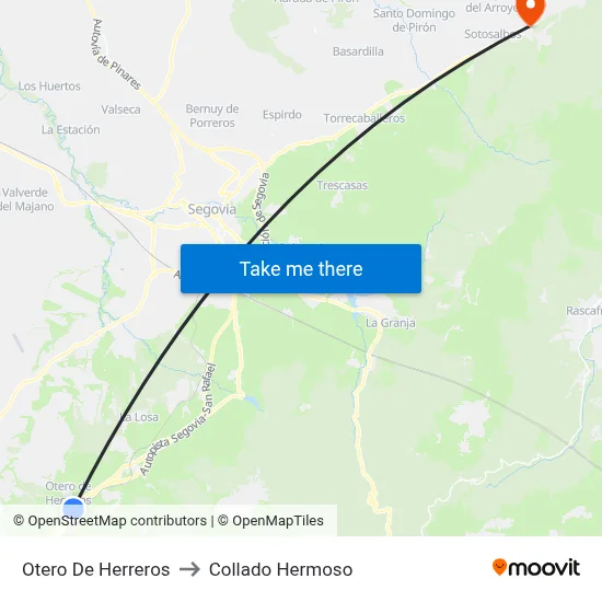 Otero De Herreros to Collado Hermoso map