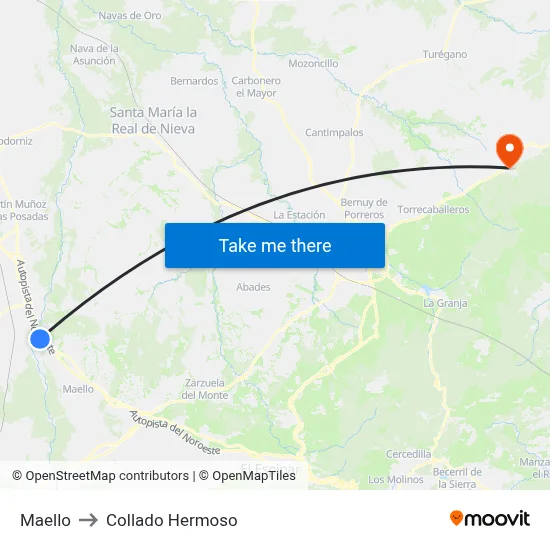 Maello to Collado Hermoso map