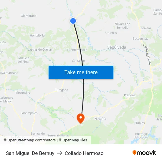 San Miguel De Bernuy to Collado Hermoso map