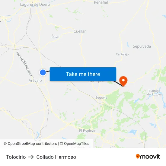 Tolocirio to Collado Hermoso map