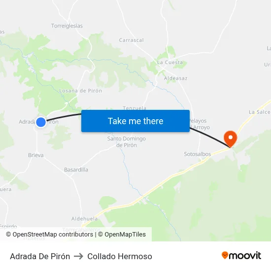 Adrada De Pirón to Collado Hermoso map