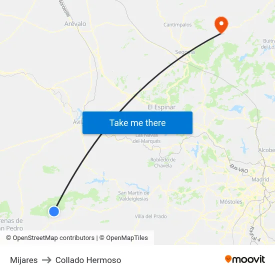 Mijares to Collado Hermoso map