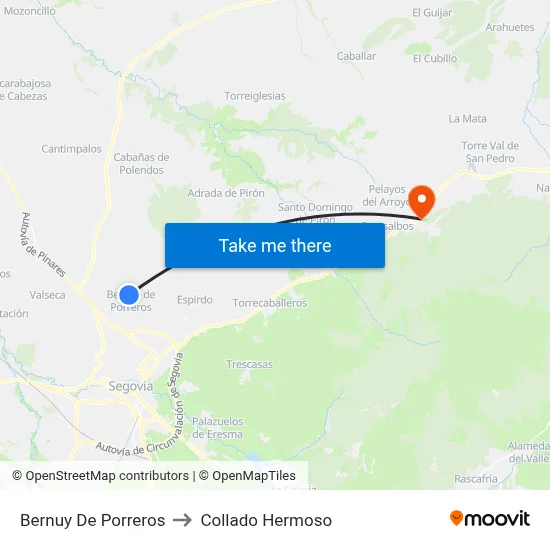 Bernuy De Porreros to Collado Hermoso map