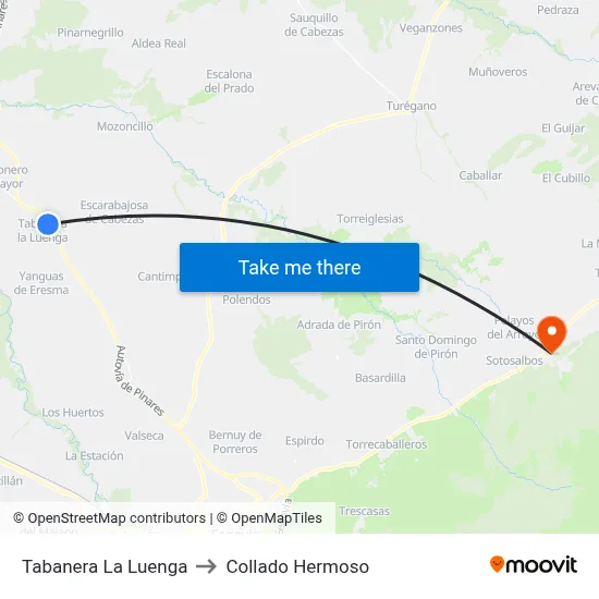 Tabanera La Luenga to Collado Hermoso map
