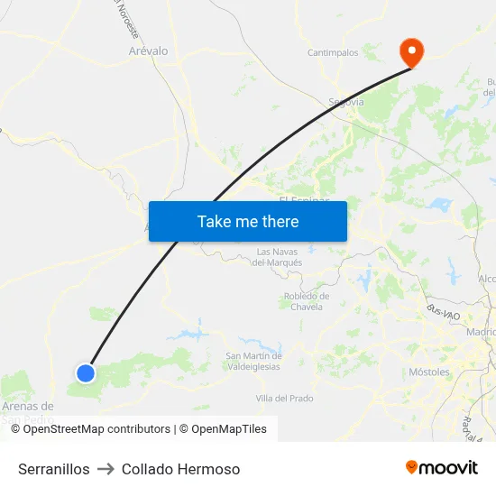 Serranillos to Collado Hermoso map