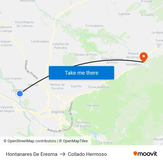 Hontanares De Eresma to Collado Hermoso map