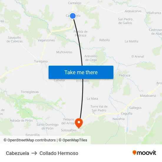 Cabezuela to Collado Hermoso map