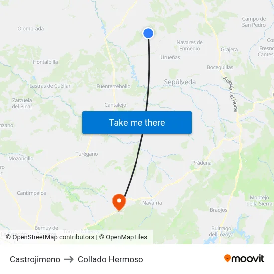 Castrojimeno to Collado Hermoso map